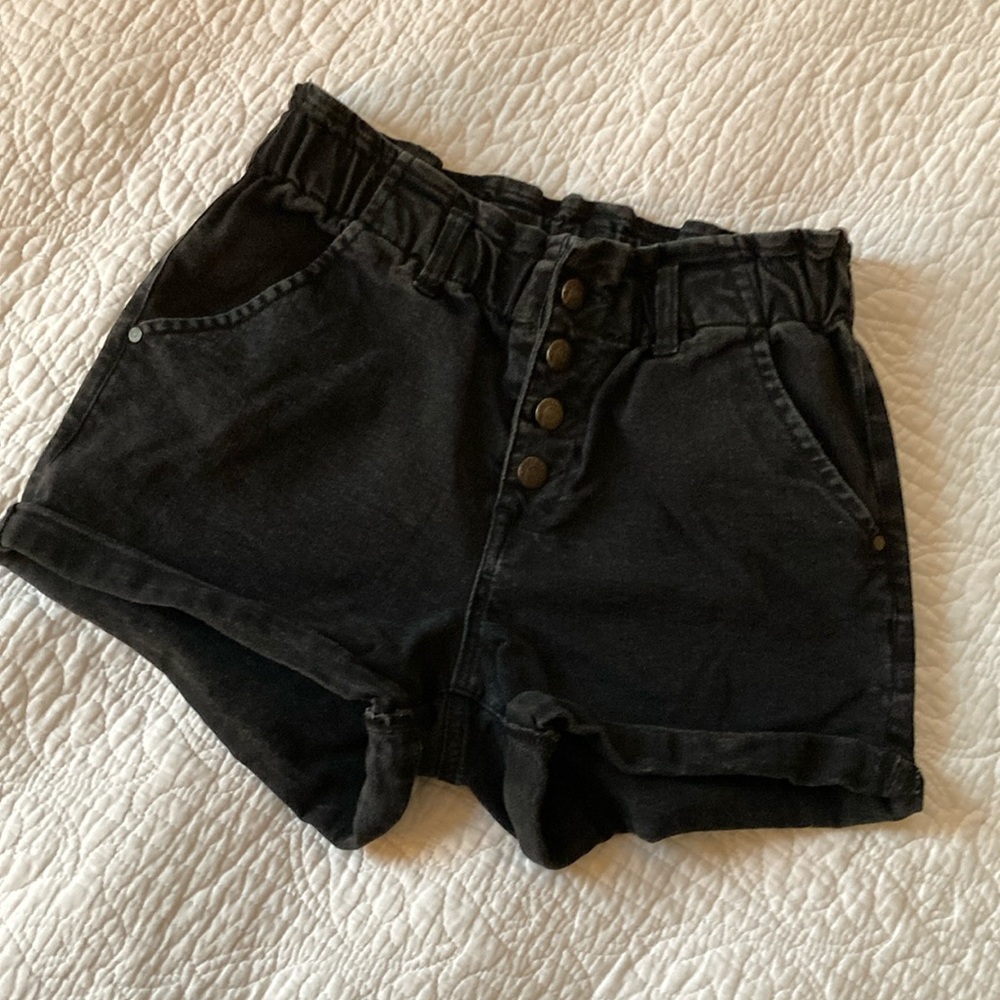 Blue Spice Black High Waist Denim Shorts